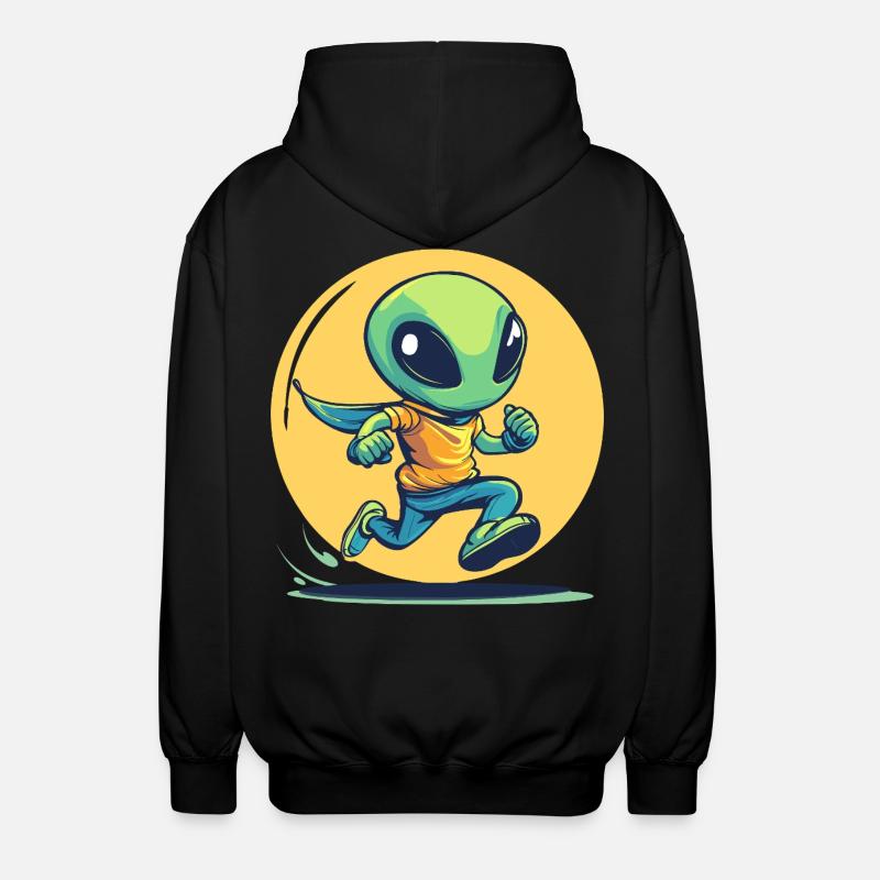Laufender Alien im Comic-Stil - Unisex Kapuzenjacke - Schwarz
