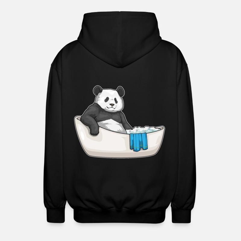 Panda Baden Badewanne - Unisex Kapuzenjacke - Schwarz