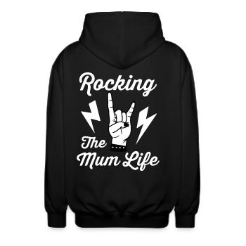 Rocking the Mum Life - Unisex Hooded Jacket - black - Back - AI Model Male 185 light (185cm)