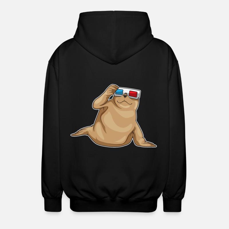 Seehund Brille - Unisex Kapuzenjacke - Schwarz