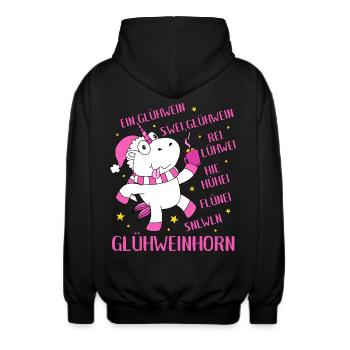 Glühweinhorn Einhorn Glühwein Sprüche Geschenk - Unisex Kapuzenjacke - Schwarz - Hinten - AI Model Male 185 light (185cm)