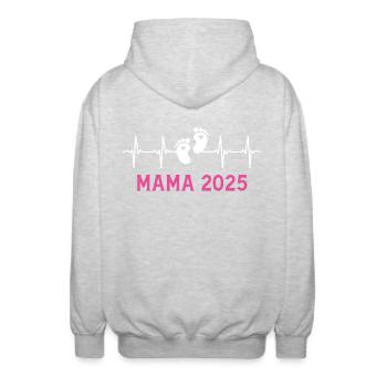 Mama 2025 Herzschlag Werdende Mutter - Unisex Kapuzenjacke - Hellgrau meliert - Hinten - AI Model Male 185 light (185cm)