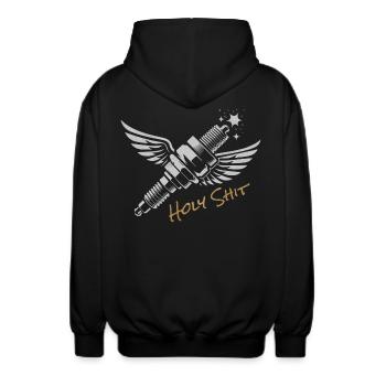 HOLY SHIT Bougie d’allumage ailée - Veste à capuche unisexe - noir - Dos - AI Model Male 185 light (185cm)