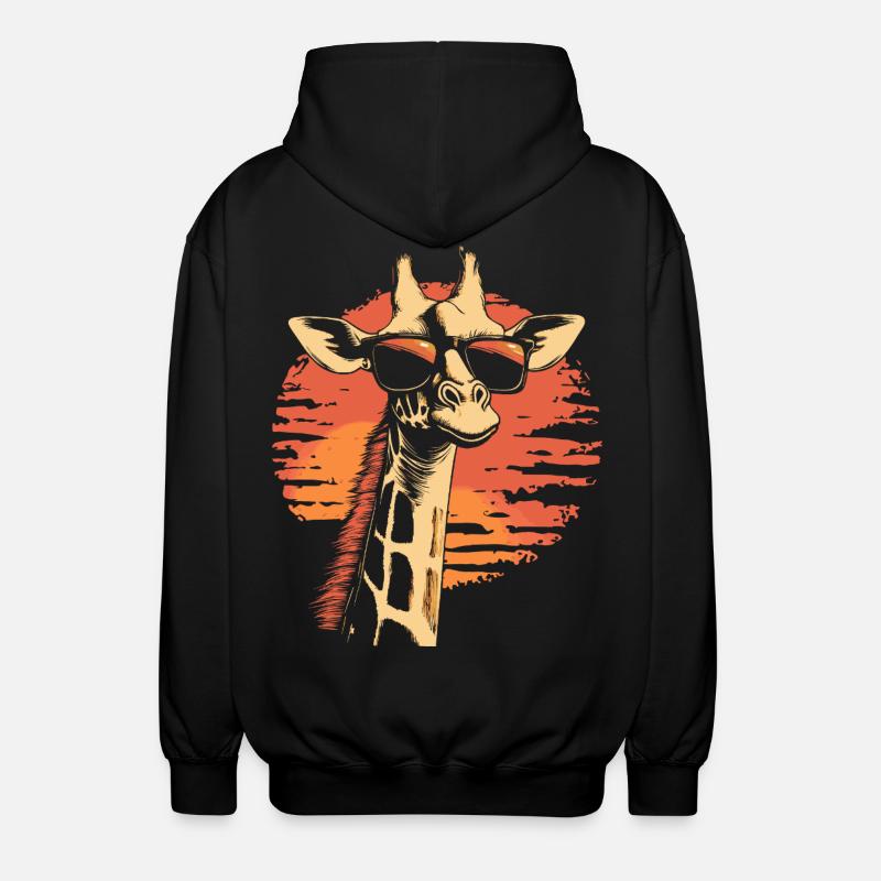 Giraffe with sunglasses - Unisex Hooded Jacket - black