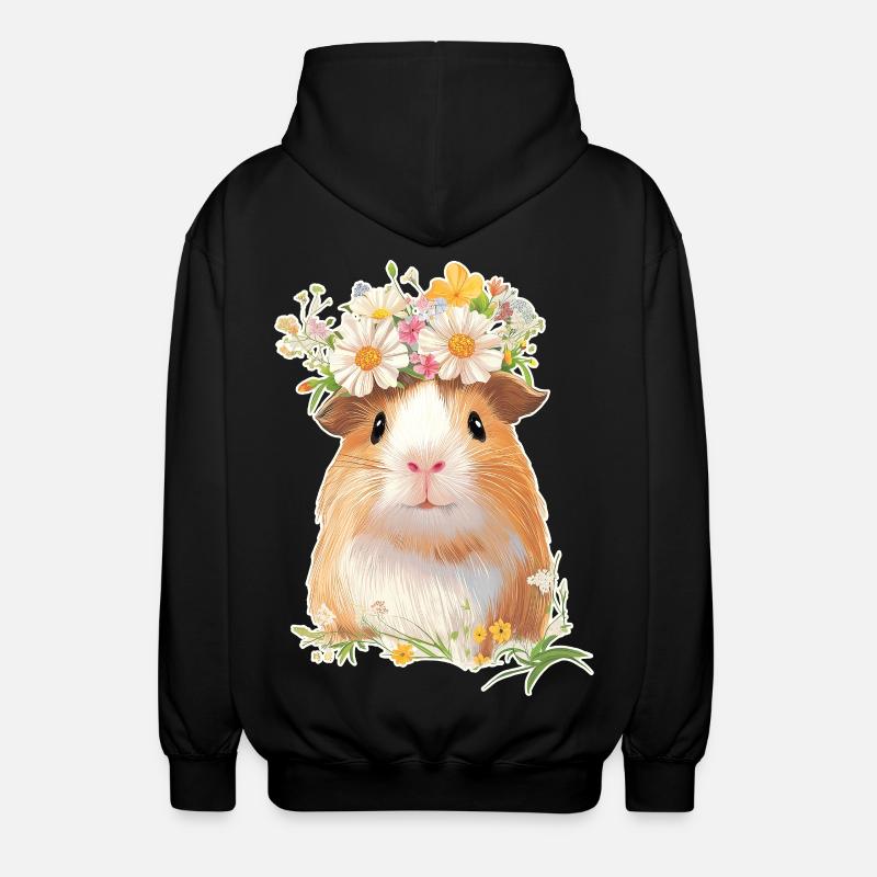 Cochon d’Inde avec des fleurs - Veste à capuche unisexe - noir