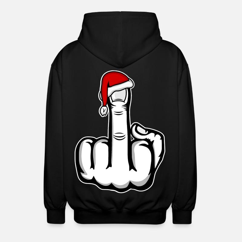 Christmas Middle Finger with Santa Hat - Unisex Hooded Jacket - black
