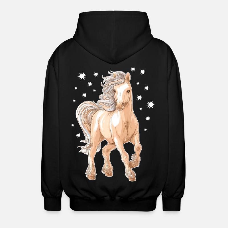 Pferd Pony - Unisex Kapuzenjacke - Schwarz