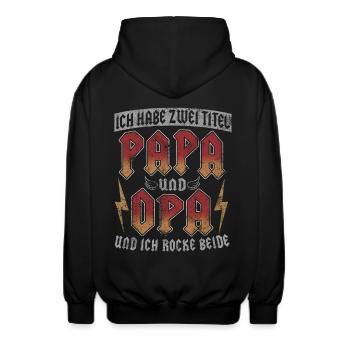 PAPA UND OPA ZWEI TITEL OPI VATERTAG GROßVATER - Unisex Kapuzenjacke - Schwarz - Hinten - AI Model Male 185 light (185cm)