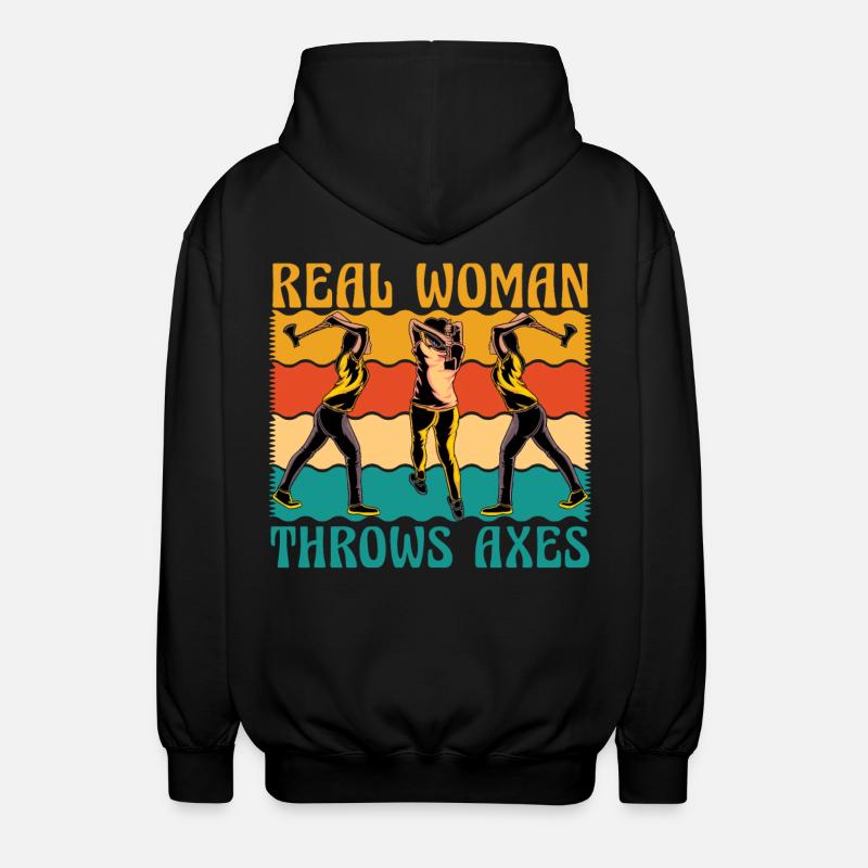 Real Woman throws Axes - Unisex Kapuzenjacke - Schwarz
