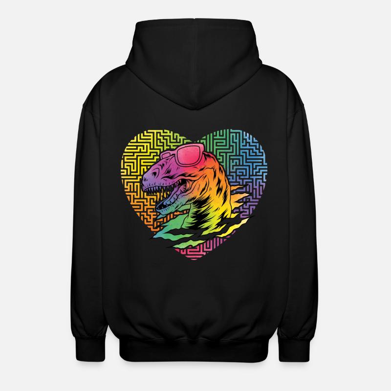 Dinosaurier Hipster - Unisex Kapuzenjacke - Schwarz