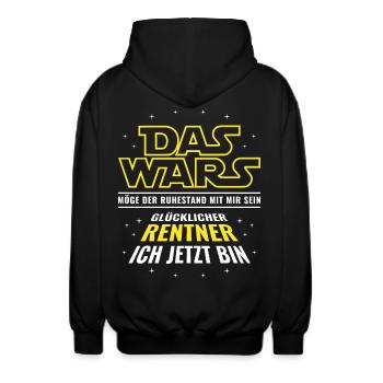 Rente Das wars - Glücklicher Rentner ich jetzt bin - Unisex Kapuzenjacke - Schwarz - Hinten - AI Model Male 185 light (185cm)