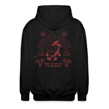 Life Is A Peach Retro Comic Style - Unisex Hooded Jacket - black - Back - AI Model Male 185 light (185cm)