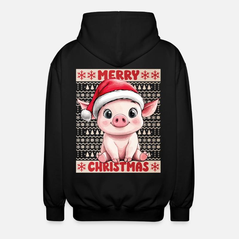 Cochon Sow Noël Mignon Noël - Veste à capuche unisexe - noir