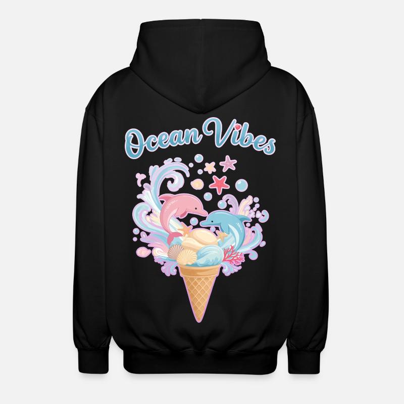 Motif Glace et Dauphins 🍦🐬🐬 - Veste à capuche unisexe - noir