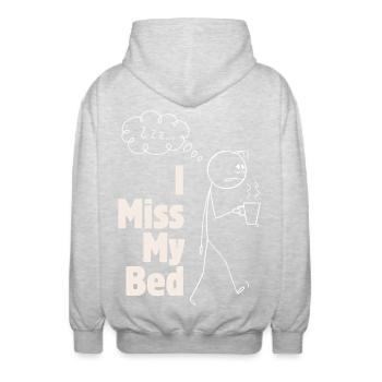 Ich vermisse das Bett – lustige Grafiken mit Kaffee - Unisex Kapuzenjacke - Hellgrau meliert - Hinten - AI Model Male 185 light (185cm)