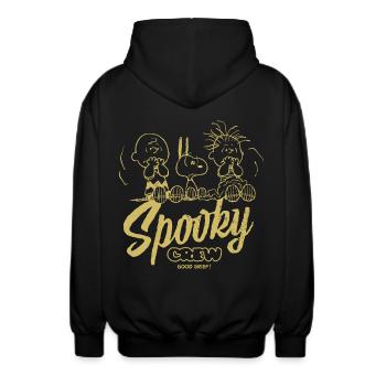 Peanuts Halloween-Design Spooky Crew - Unisex Kapuzenjacke - Schwarz - Hinten - AI Model Male 185 light (185cm)