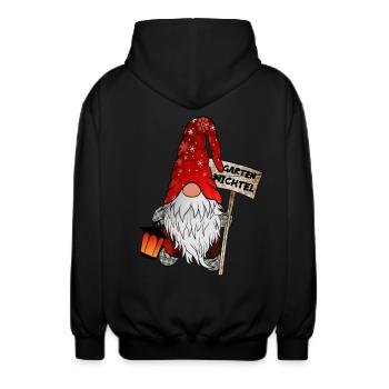 Garten Wichtel – Weihnachtsgnom - Unisex Kapuzenjacke - Schwarz - Hinten - AI Model Male 185 light (185cm)