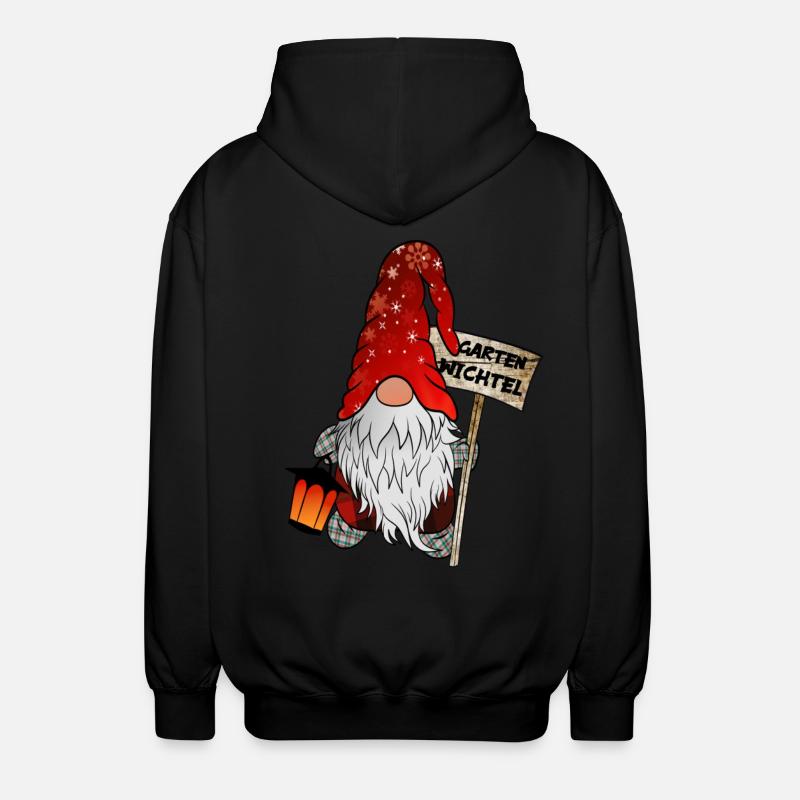 Garten Wichtel – Weihnachtsgnom - Unisex Kapuzenjacke - Schwarz