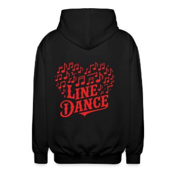 Line Dance Musik und Herz aus Musiknoten - Unisex Kapuzenjacke - Schwarz - Hinten - AI Model Male 185 light (185cm)