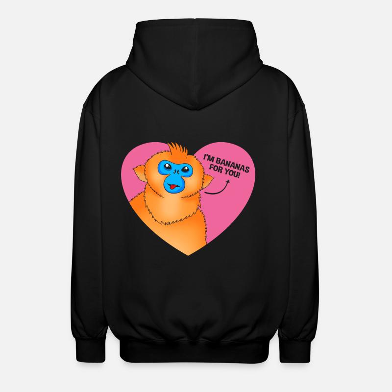 Stupsnasenaffe Affe Schimpanse - Unisex Kapuzenjacke - Schwarz