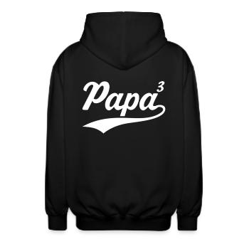 Papa hoch 3 stolzer Vater 3 Kinder dreifacher Papa - Unisex Kapuzenjacke - Schwarz - Hinten - AI Model Male 185 light (185cm)