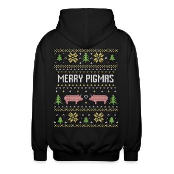 Weihnachten Landwirt rosa Schwein Bauer Geschenk - Unisex Kapuzenjacke - Schwarz - Hinten - AI Model Male 185 light (185cm)
