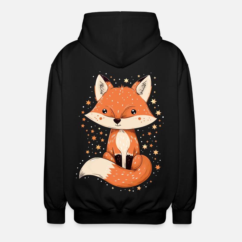 Fuchs mit Sternen - Unisex Kapuzenjacke - Schwarz