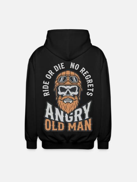 Angry Old Man - Unisex Hooded Jacket - black