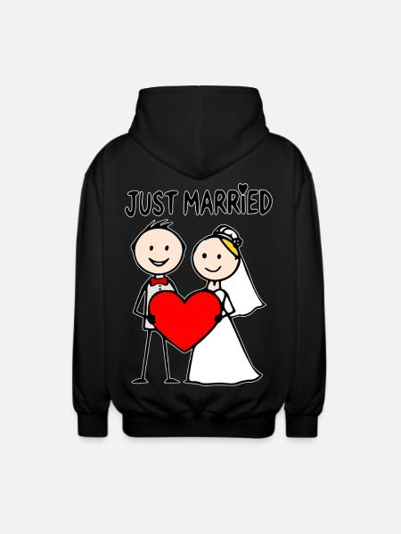 Bruidspaar Cartoon Heart Net Getrouwd - Uniseks zip hoodie - zwart