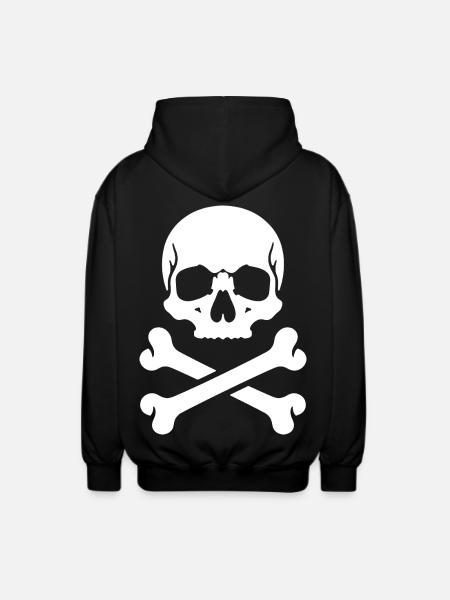 Skull and Bones Pirate Print - Unisex Hooded Jacket - black