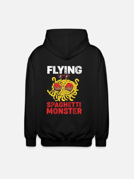 Flygande Spaghetti Monster FSM Ateist Pastafari - Luvjacka unisex - svart