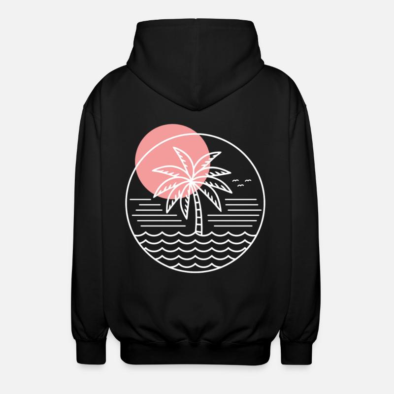 Palm Tree Circle - Unisex Hooded Jacket - black