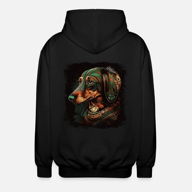 Dachshund Art - Unisex Hooded Jacket - black