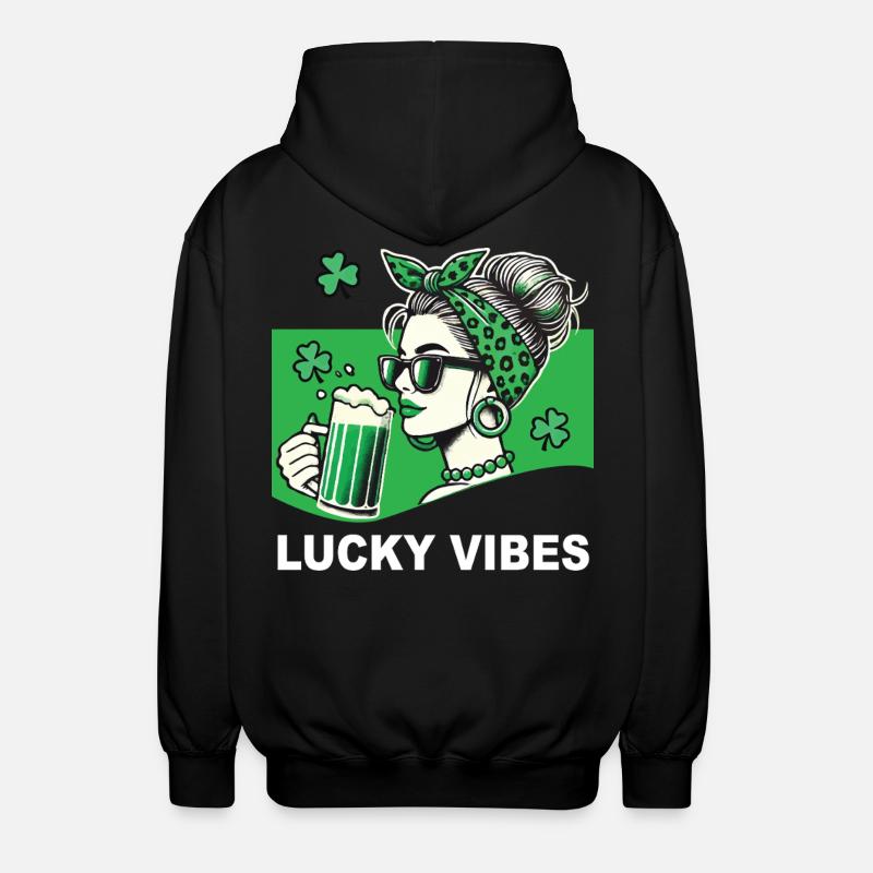 Saint-Patrick Lucky Vibes Shamrock - Veste à capuche unisexe - noir