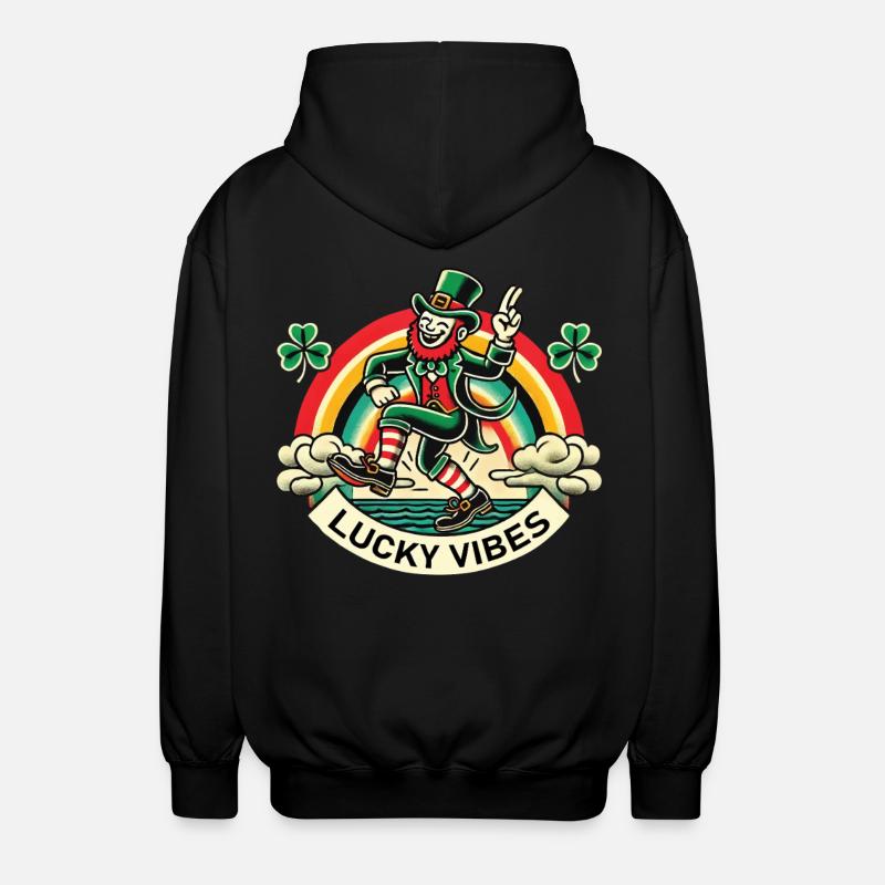 Saint-Patrick Lucky Vibes Arc-en-ciel - Veste à capuche unisexe - noir