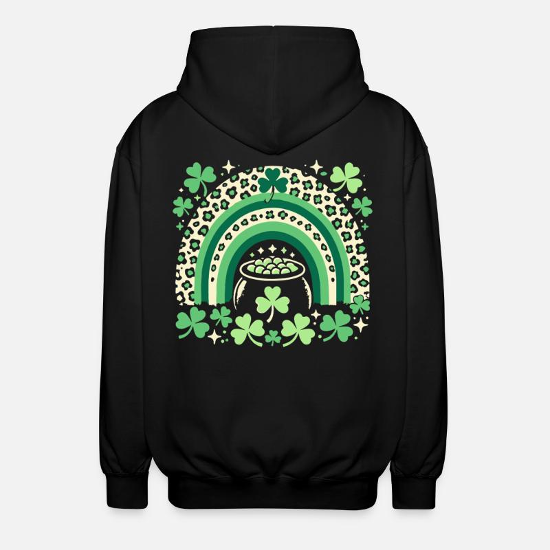Saint-Patrick arc-en-ciel trèfle chance - Veste à capuche unisexe - noir