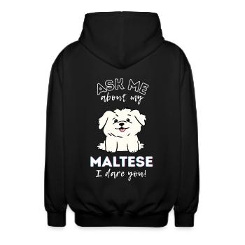 Adorable chiot maltais design - Chien de dessin animé mignon - Veste à capuche unisexe - noir - Dos - AI Model Male 185 light (185cm)