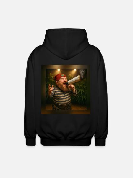 Marktschreier-Zwerg mit Joint-Megaphon - Unisex Kapuzenjacke - Schwarz