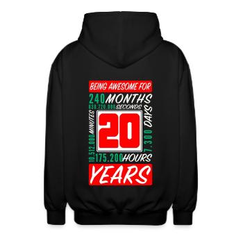 Familie 200 Jahre Geburtstag Monate Stunden - Unisex Kapuzenjacke - Schwarz - Hinten - AI Model Male 185 light (185cm)