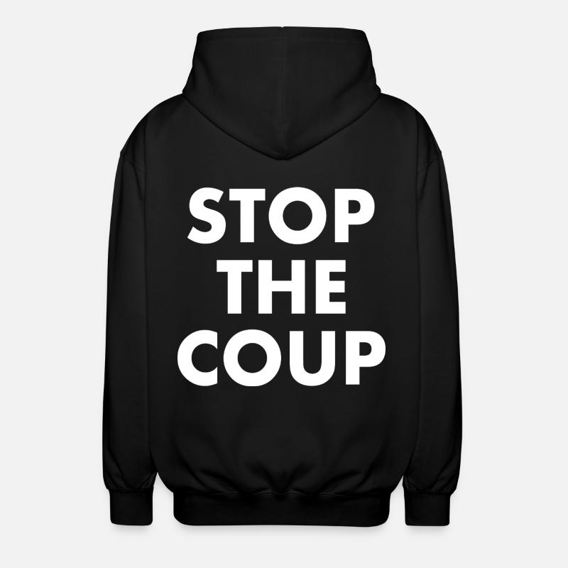 stop the coup - Unisex Hooded Jacket - black