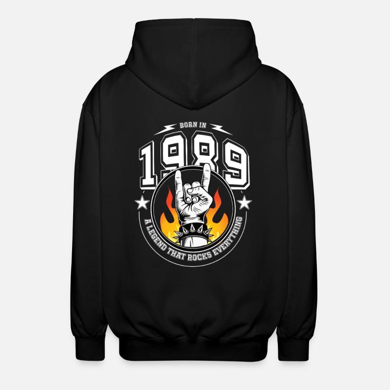 1989 Birthday, rocks everything - Unisex Hooded Jacket - black