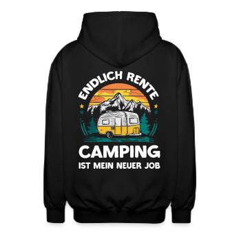 Endlich Rente Camping ist mein neuer Job | Campen - Unisex Kapuzenjacke - Schwarz - Hinten - AI Model Male 185 light (185cm)