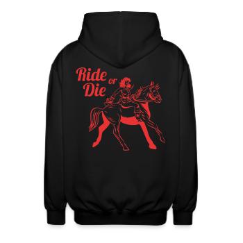 "Ride or Die" / best friends or partner shirt - Unisex Kapuzenjacke - Schwarz - Hinten - AI Model Male 185 light (185cm)