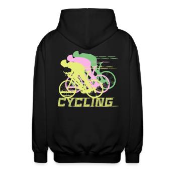 Cycling - Unisex Hooded Jacket - black - Back - AI Model Male 185 light (185cm)