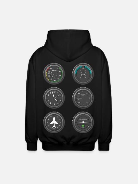 Airplane Flight Instruments - Unisex Hooded Jacket - black