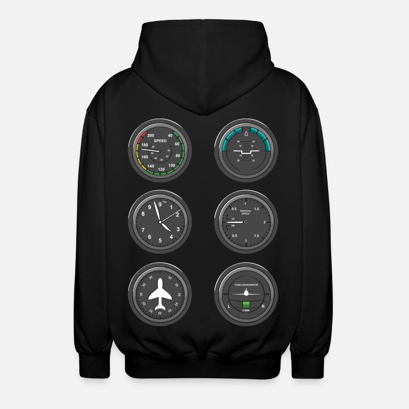 Flugzeug Fluginstrumente - Unisex Kapuzenjacke - Schwarz