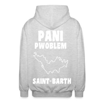 Pani Pwoblem Saint Barth Kreolische Traditionen - Unisex Kapuzenjacke - Hellgrau meliert - Hinten - AI Model Male 185 light (185cm)