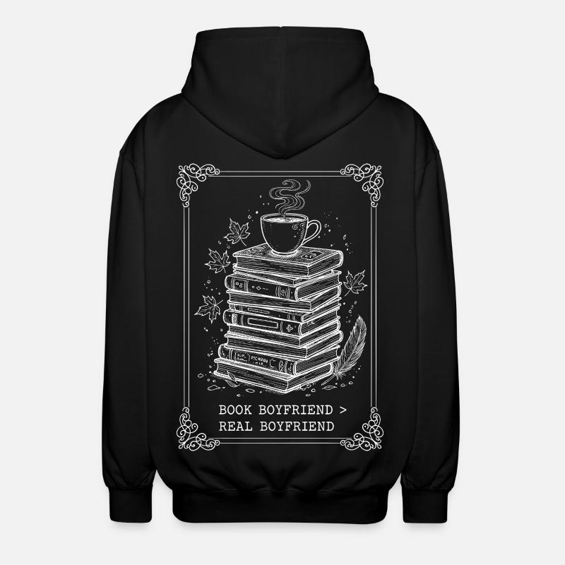 Book Boyfriend Book Stack - Unisex Hooded Jacket - black