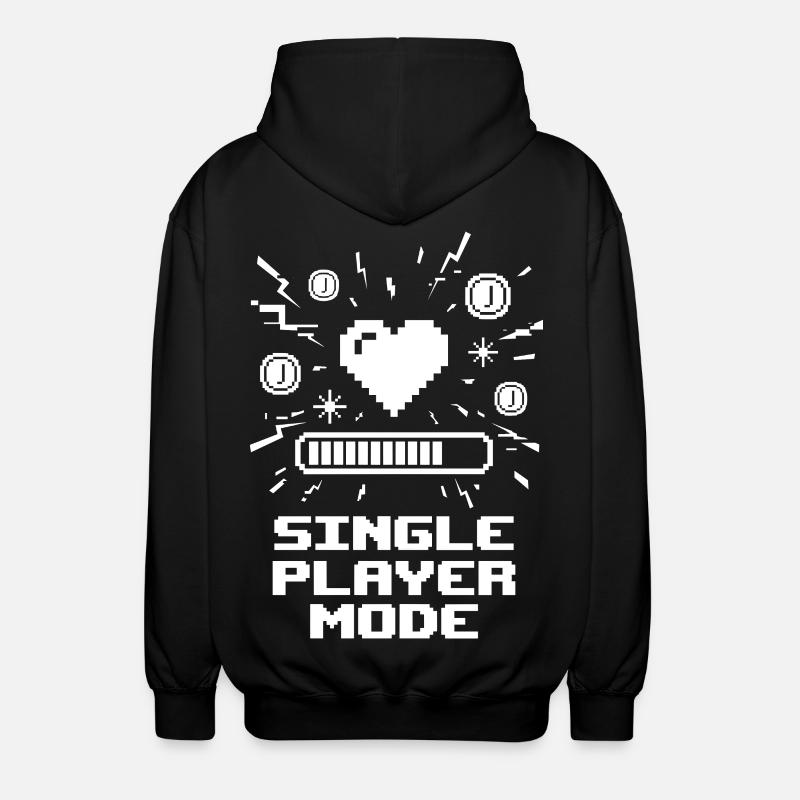 Single Player Mode Gamer Heart - Unisex Hooded Jacket - black