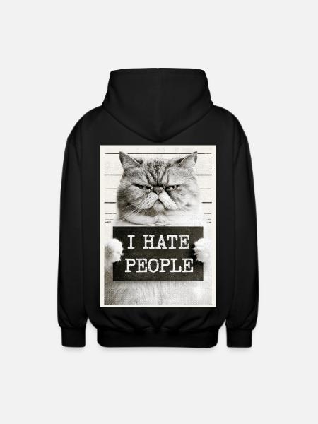 GrimmigerKater I HATE PEOPLE - Unisex Hooded Jacket - black